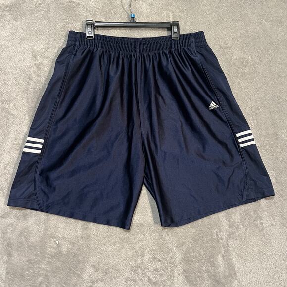 Adidas Dazzle Shorts Mens 2XL Blue Silk Three Stripes Athletic Gym Basketball - Picture 1 of 11